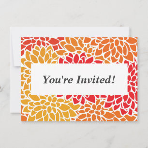 Oranje rode kleurrijke Vintage 60s Bloem Kaart