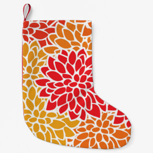 Oranje rode kleurrijke Vintage 60s Bloem Kleine Kerstsok