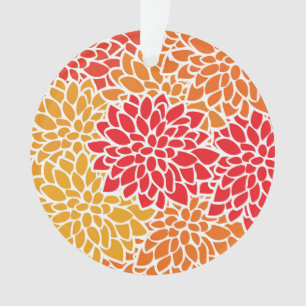 Oranje rode kleurrijke Vintage 60s Bloem Ornament