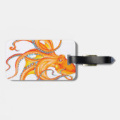 Oranje Rode Kraken Octopus Ink Art Dance Bagagelabel (Achterkant horizontaal)