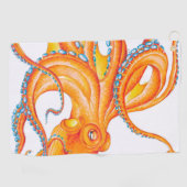 Oranje Rode Kraken Octopus Ink Art Dance Golfhanddoek (Horizontaal)