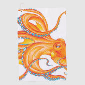 Oranje Rode Kraken Octopus Ink Art Dance Golfhanddoek (Voorkant)