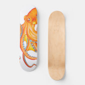 Oranje Rode Kraken Octopus Ink Art Dance Persoonlijk Skateboard (Voorkant)