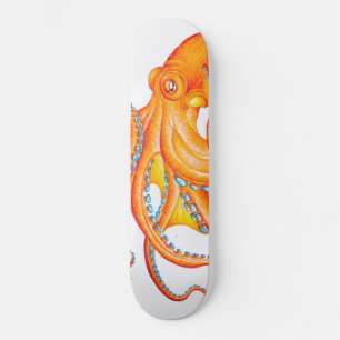 Oranje Rode Kraken Octopus Ink Art Dance Persoonlijk Skateboard