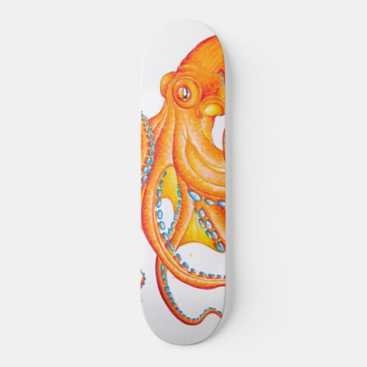 Oranje Rode Kraken Octopus Ink Art Dance Persoonlijk Skateboard (Voorkant)