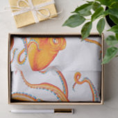 Oranje Rode Kraken Octopus Ink Art Dance Tissuepapier (Geschenk)