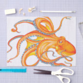 Oranje Rode Kraken Octopus Ink Art Dance Tissuepapier (Craft)