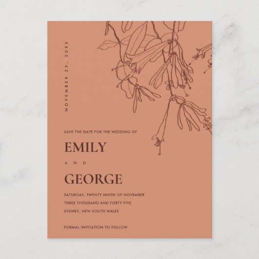 ORANJE RODE LIJNTEKSTROOM BEWAREN DE DATUM AANKONDIGINGSKAART (Voorkant)