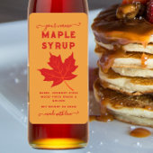 Oranje & Rode Maple Leaf Maple Syrup Verticaal Lab Etiket