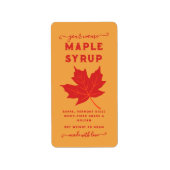 Oranje & Rode Maple Leaf Maple Syrup Verticaal Lab Etiket (Voorkant)