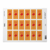 Oranje & Rode Maple Leaf Maple Syrup Verticaal Lab Etiket (Full Sheet)