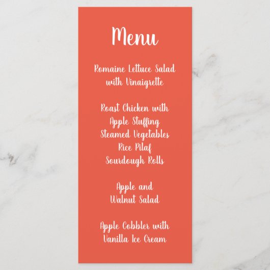 Oranje rode moderne kalligrafie menu (Voorkant)