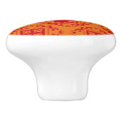 Oranje Rode Monogram Arabesque Marokkaans Grafisch Keramische Knop (Zijkant)