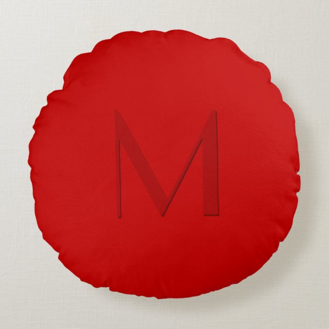 Oranje Rode Monogrammen Rond Kussen (Voorkant)