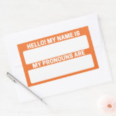 Oranje rode naam & ronoun-labels rechthoekige sticker (Envelop)