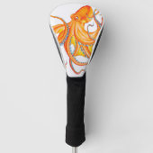 Oranje rode octopus Ink Art Dance Golfheadcover (Voorkant)