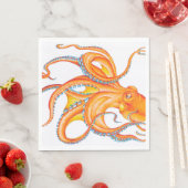 Oranje rode octopus Ink Art Dance Servet (Insitu)