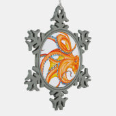 Oranje rode octopus Ink Art Dance Tin Sneeuwvlok Ornament (Links)