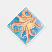 Oranje rode octopus Waterverf Ink Servet (Hoek)