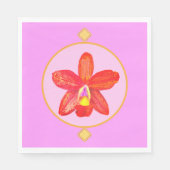 Oranje rode orchidee papieren servetten (Voorkant)
