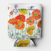 Oranje rode papaver bloemenpatroon dank u blikjeskoeler (Voorkant)