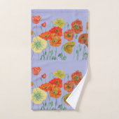 Oranje rode papaver lavenbloemen bad handdoek (Handdoek)