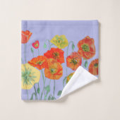 Oranje rode papaver lavenbloemen bad handdoek (Wasdoekje)