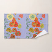 Oranje rode papaver lavenbloemen bad handdoek (Handdoek)