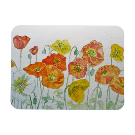 Oranje rode papaver Waterverf Birthday Magnet Magneet (Horizontaal)
