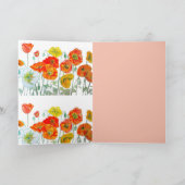 Oranje rode papaver Waterverf verjaardag Kaart (Binnen)