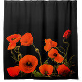 Oranje rode papaverbloemen douchegordijn (Voorkant)