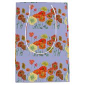 Oranje rode papavers Mauve Paarse Waterverf Medium Cadeauzakje (Voorkant)