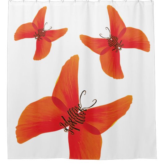 Oranje rode papavervlinder met drie namen douchegordijn (Voorkant)