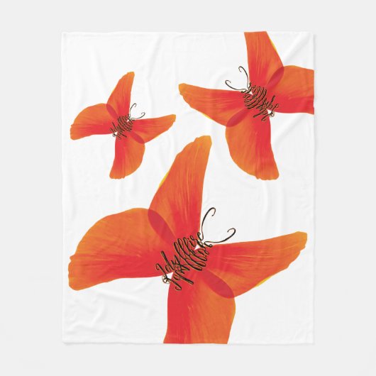 Oranje rode papavervlinder met drie namen fleece deken (Voorkant)