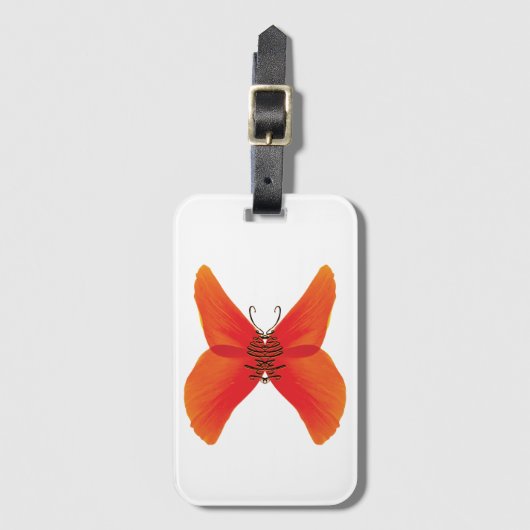 Oranje rode papavervlinder met Jouw naam Bagagelabel (Voorkant (verticaal))