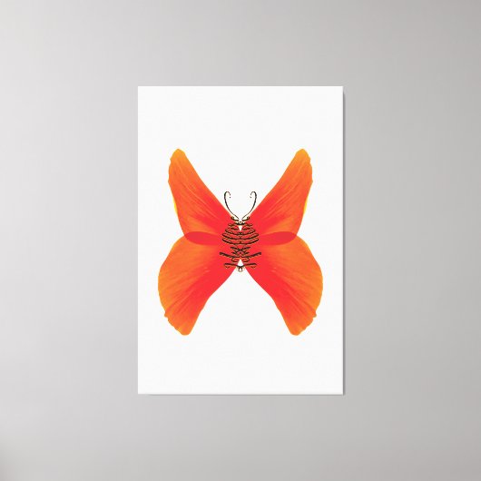 Oranje rode papavervlinder met Jouw naam Canvas Afdruk (Voorkant)