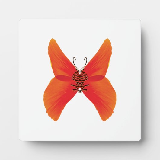 Oranje rode papavervlinder met Jouw naam Fotoplaat (Voorkant)