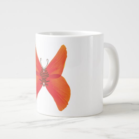 Oranje rode papavervlinder met Jouw naam Grote Koffiekop (Voorkant rechts)