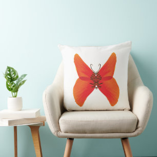 Oranje rode papavervlinder met Jouw naam Kussen