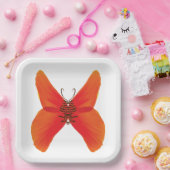 Oranje rode papavervlinder met Jouw naam Papieren Bordje (Feest)