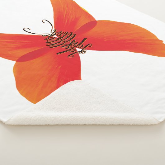 Oranje rode papavervlinder met Jouw naam Sherpa Deken (3/4)