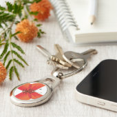 Oranje rode papavervlinder met Jouw naam Sleutelhanger (Zijkant)