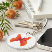 Oranje rode papavervlinder met Jouw naam Sleutelhanger (Voorkant Rechts)