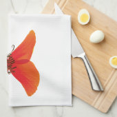 Oranje rode papavervlinder met Jouw naam Theedoek (Quarter Fold)