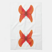 Oranje rode papavervlinder met Jouw naam Theedoek (Verticaal)