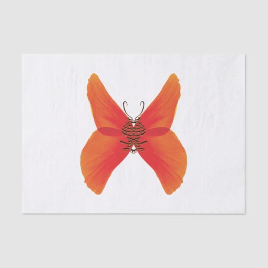 Oranje rode papavervlinder met Jouw naam Tissuepapier (Voorkant)