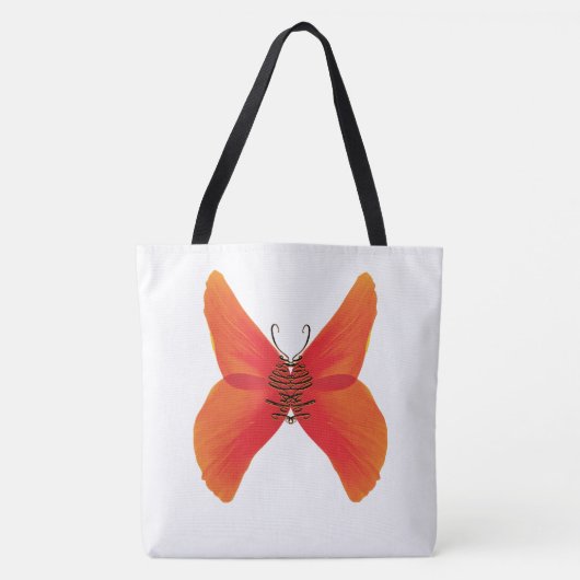 Oranje rode papavervlinder met Jouw naam Tote Bag (Voorkant)