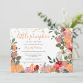 Oranje rode pompoen herfst baby shower kaart (Staand voorkant)