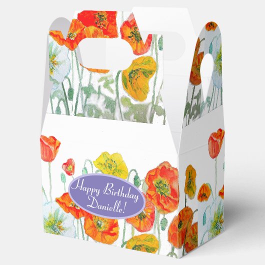 Oranje Rode Poppy Bloemen Tea Party Cake Favoriete Bedankdoosjes (Geopend)