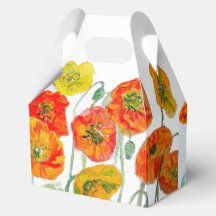Oranje Rode Poppy Flower Pattern Waterverf bruilof